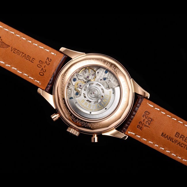 top-tier watch Breitling overseas series chronograph gold steel case watch movement picture