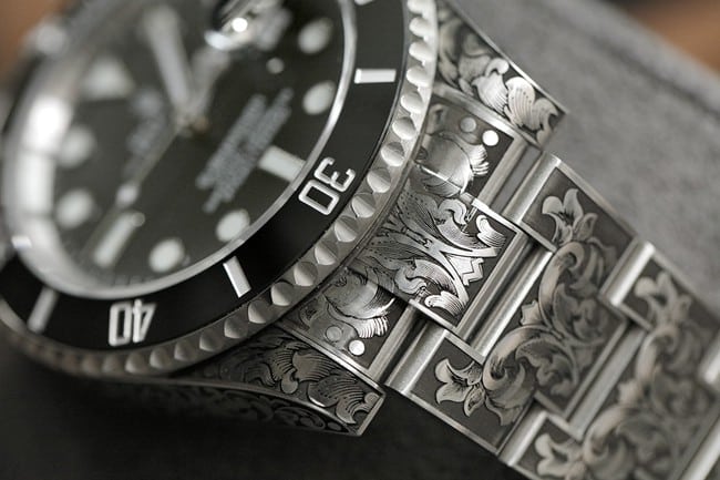 top-tier watch Rolex classic Black Submariner special edition carved detail shots