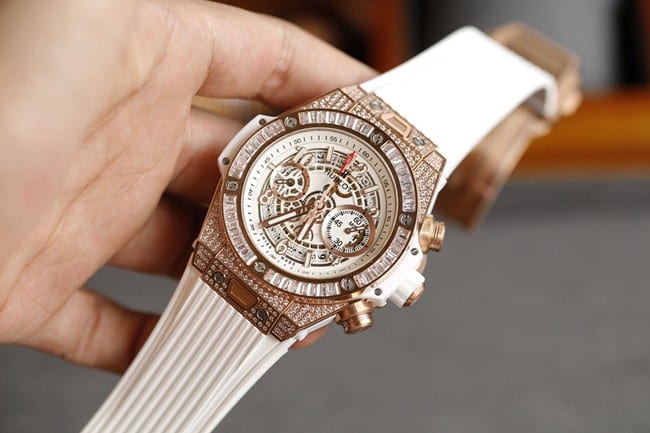 top-tier watch HublotBIG BANG series 411.NM.1170.RXrose gold color case jewelry watch front view