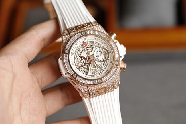 top-tier watch HublotBIG BANG series 411.NM.1170.RXrose gold color case jewelry watch front view