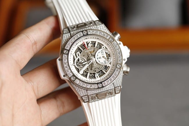 top-tier watch HublotBIG BANG series 411.NM.1170.RX silver shell jewelry watch front view