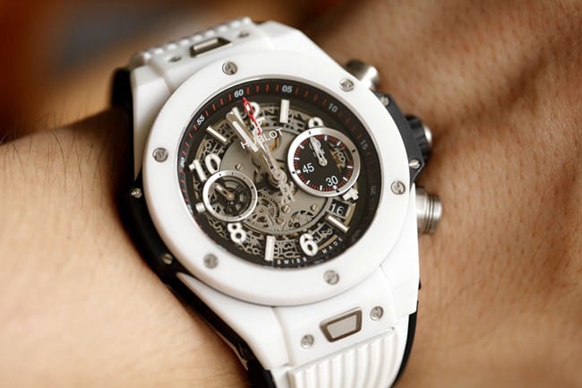 top-tier watch HublotBIG BANG series 411.NM.1170.RX white shell black dial jewelry watch front view
