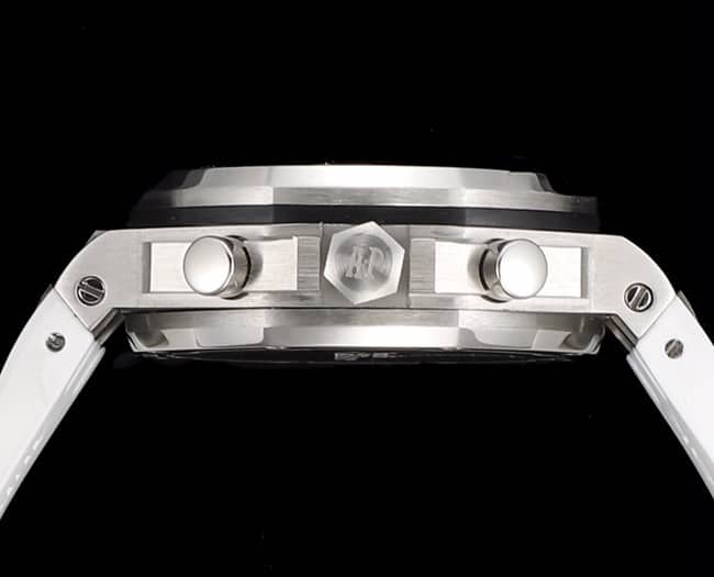 top-tierAudemars Piguetreplica watchAudemars Piguet Royal Oak silver case women's multifunctional chronograph mechanical watch side view