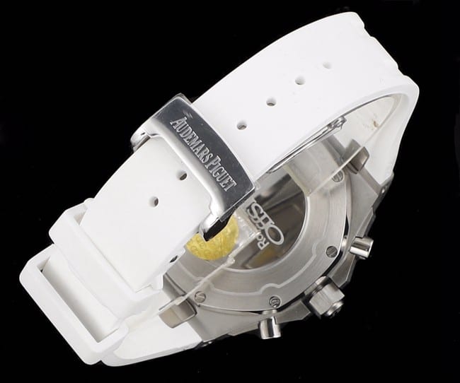 top-tierAudemars Piguetreplica watchAudemars Piguet Royal Oak silver shell women's multifunctional chronograph mechanical watch clasp picture