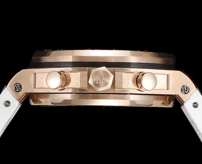 top-tier watch Audemars PiguetAudemars Piguet Royal Oak women's multifunctional chronograph white dial mechanical watch side view