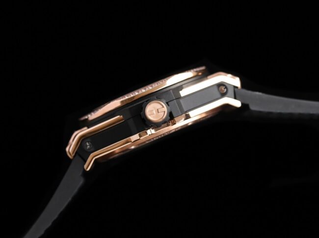 top-tier watch Hublot series tattoo OEM1:1 open mold rose goldblack dial ring diamond men's mechanical watch side view