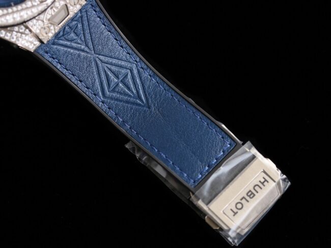 top-tier watch Hublot series tattoo OEM1:1 open mold white steel blue dial full diamond men's mechanical watch clasp picture
