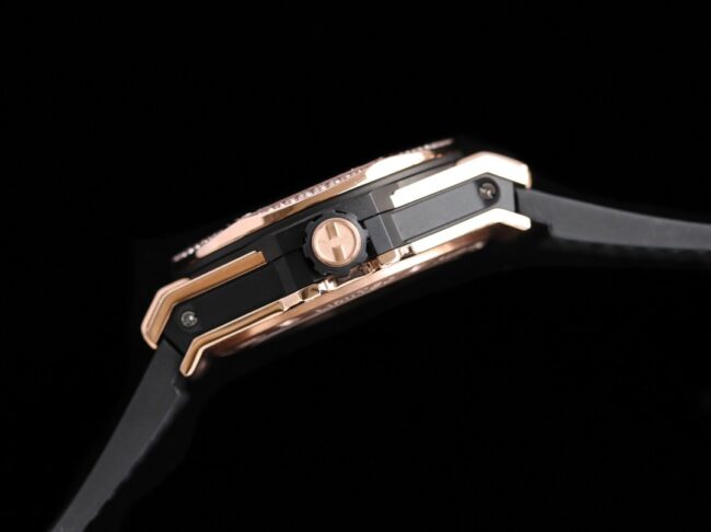 top-tier watch Hublot series tattoo OEM1:1 molded rose goldblack dial full diamond men's mechanical watch side view