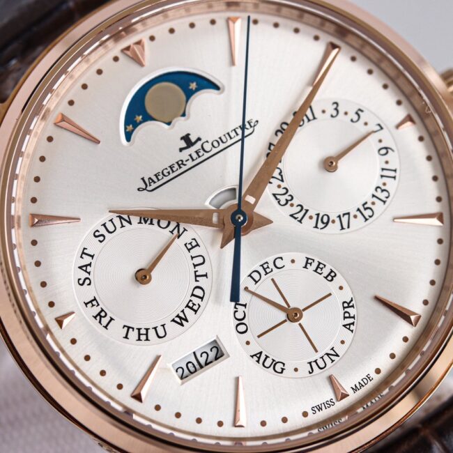 TW factory top-tier watch Jaeger-LeCoultre master moon phaserose goldwhite dial perpetual calendar automatic movement men's watch front view