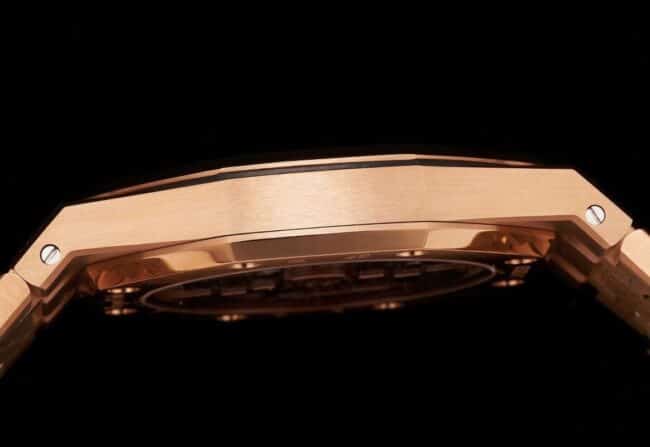 top-tier watch Audemars PiguetRoyal Oak15202rose gold plate black bottom men's watch super two-pin mechanical movement side view