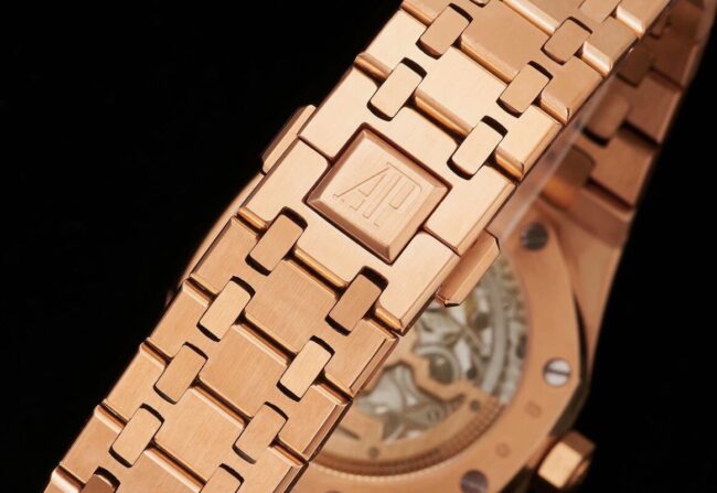 top-tier watch Audemars PiguetRoyal Oak15202rose gold plate black bottom men's watch super two-needle mechanical movementclasp picture