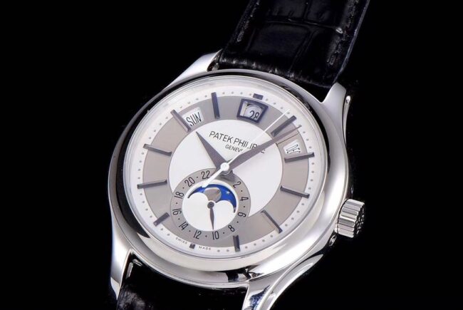 GR factory top-tier watch Patek Philippe top-tier version 5205G-013 complex function series white steel white bottom men's watch front view