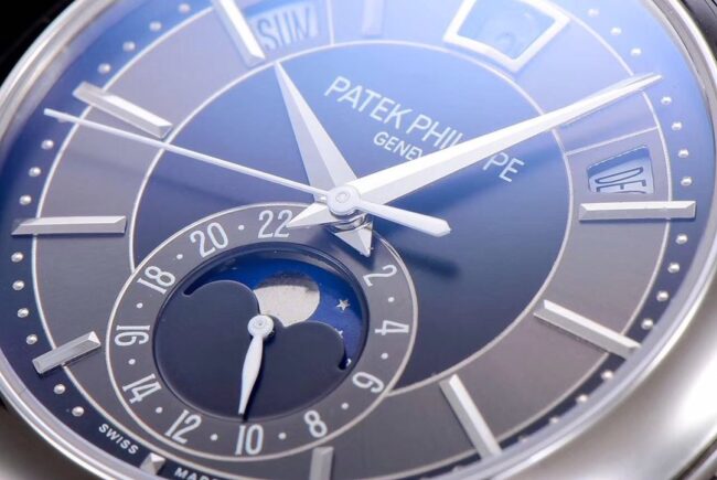 GR Top collectible watches Patek Philippe 5205G-013 Complications Series Top Version White Steel Black Back Men's Watch Details