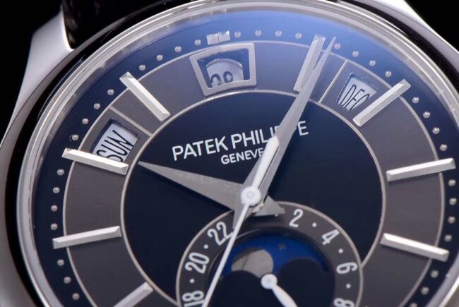 GR Top collectible watches Patek Philippe 5205G-013 Complications Series Top Version White Steel Black Back Men's Watch Details
