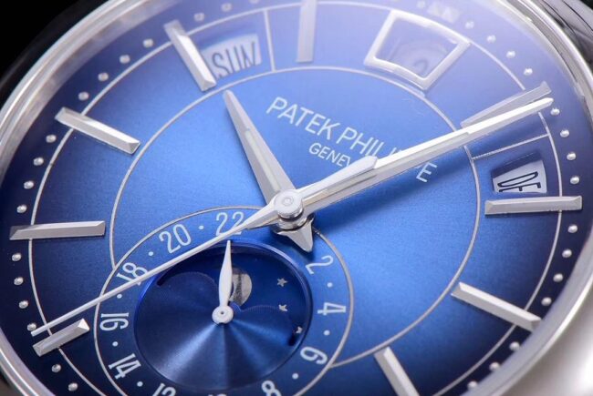 GR factory top-tier watch Patek Philippe5205G-013 white steel blue bottom mechanical men's watch top-tier complex function series version detail shots