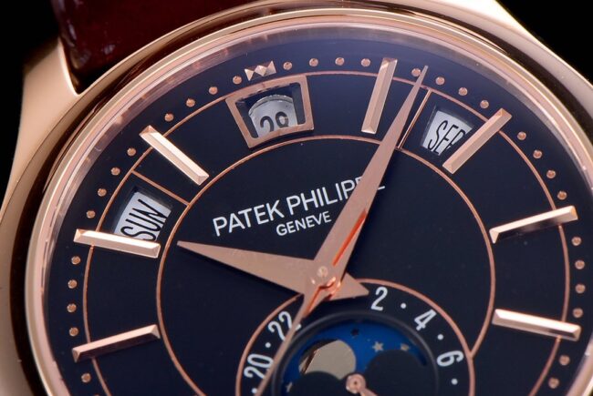 GR factory top-tier watch Patek Philippe5205G-013 rose gold plate blue bottom men's mechanical watch top-tier complex function series version detail shots