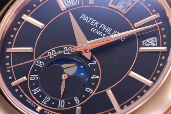 GR factory top-tier watch Patek Philippe5205G-013 rose gold plate blue bottom men's mechanical watch top-tier complex function series version detail shots
