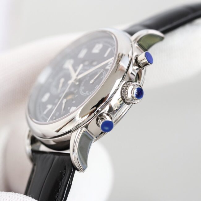 top-tier watch Patek Philippe super complex function chronograph series white steel white bottom men's mechanical watch side view