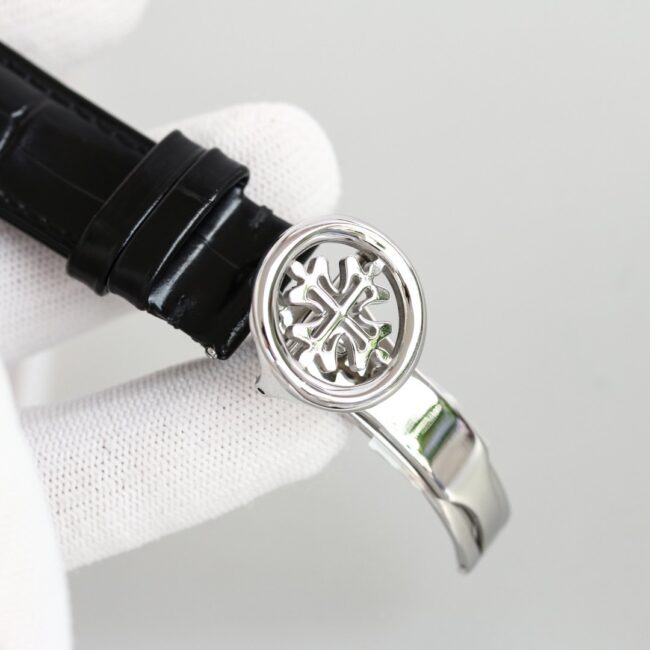 top-tier watch Patek Philippe super complex function chronograph series white steel white bottom men's mechanical watch clasp picture