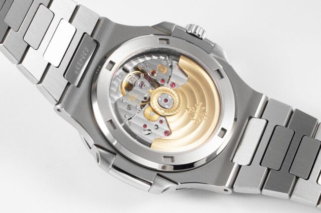 top-tier watch Patek Philippe Nautilus 40th anniversary white steel blue bottom men's mechanical watch movement picture