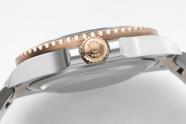 GS factory top-tier watch RolexGMT-Master Sarsaparilla ring the most beautiful rose gold black bottom men's mechanical watch side view