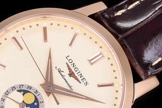 top-tier watch Longines classic retro series 1832 model white steel white bottom mechanical men's watch detail shots