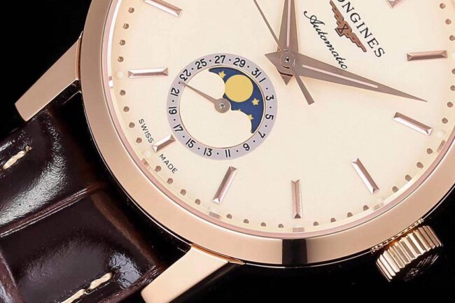 top-tier watch Longines classic retro series 1832 model white steel white bottom mechanical men's watch detail shots