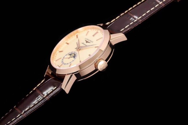 Top-tier watch Longines classic retro series 1832 model white steel white bottom mechanical men's watch side view
