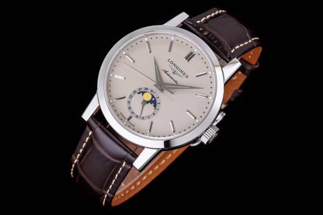 top-tier watch Longines classic retro series 1832 white steel white bottom mechanical men's watch front view