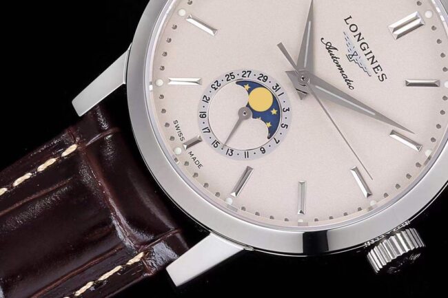 top-tier watch Longines classic retro series 1832 white steel white bottom mechanical men's watch detail shots
