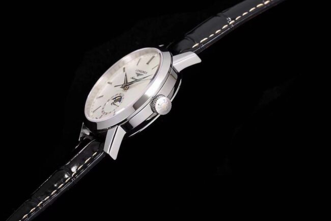 top-tier watch Longines classic retro series white steel white bottom 1832 model mechanical men's watch side view