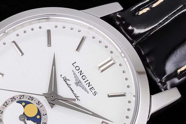 top-tier watch Longines classic retro series white steel white bottom 1832 model mechanical men's watch detail shots