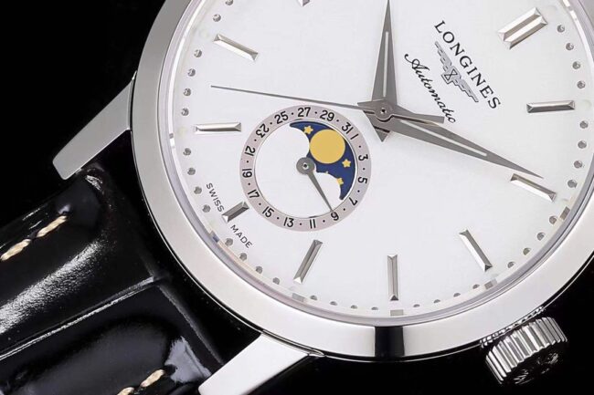 top-tier watch Longines classic retro series white steel white bottom 1832 model mechanical men's watch detail shots