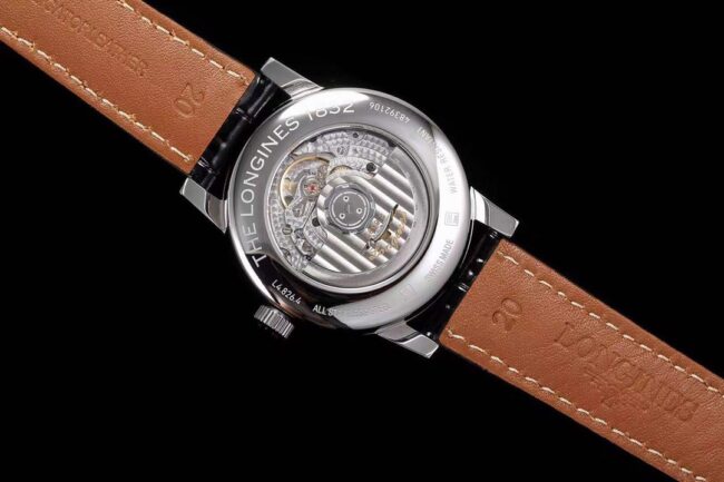 top-tier watch Longines classic retro series 1832 model white steel black bottom mechanical men's watch movement picture