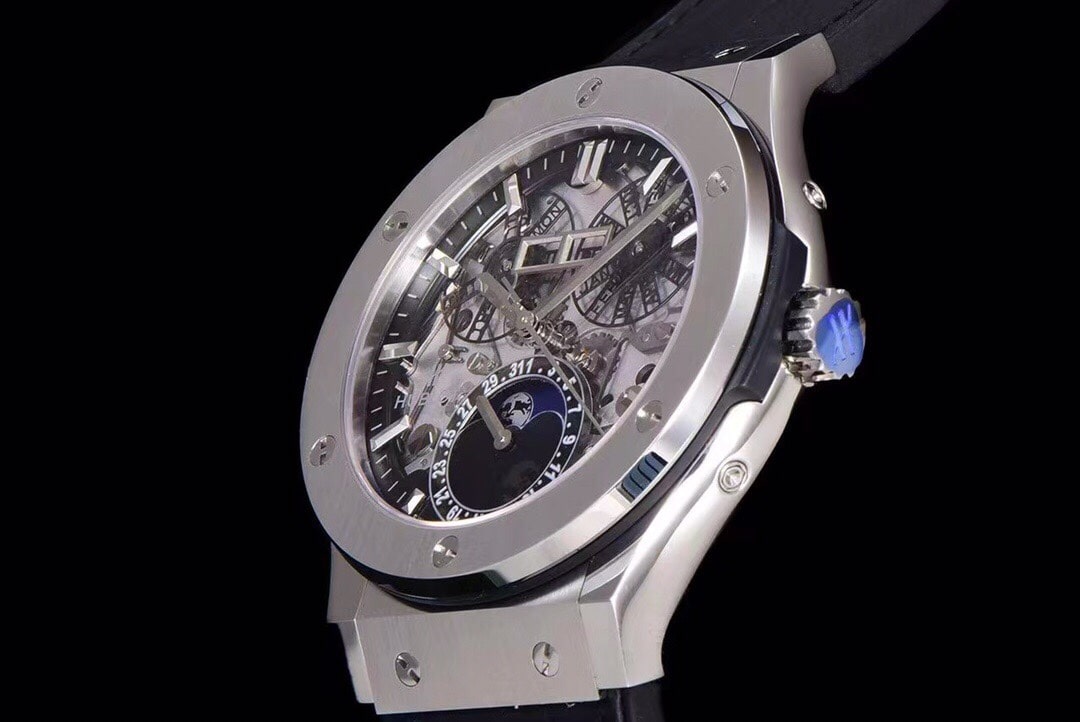 Hublot watch men's classic fusion watch hollow plate leather strap model 547.NX.0170.LRside live photo