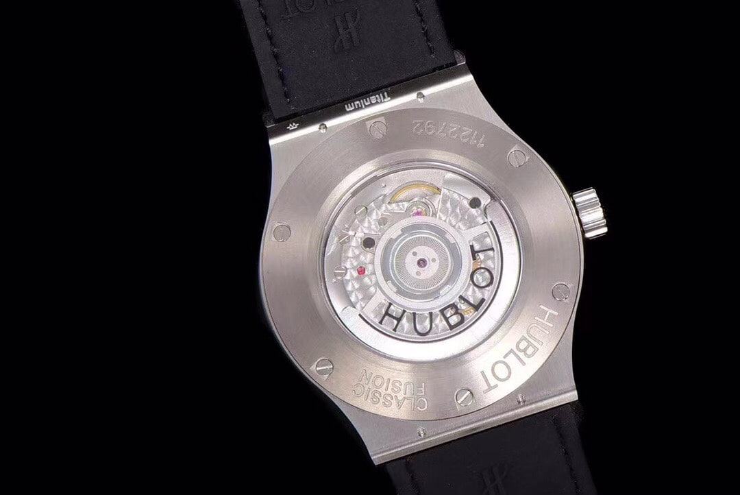 Hublot watch men's classic fusion watch hollow disc leather strap model 547.NX.0170.LRcaseback live photo