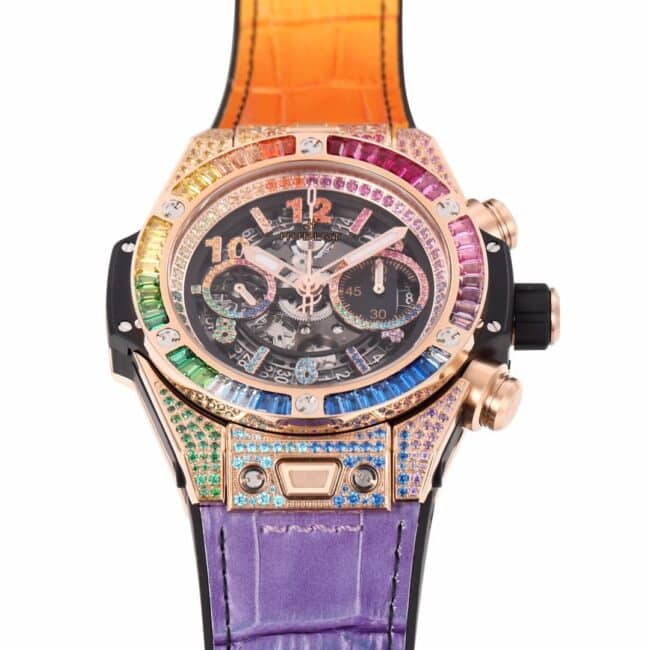 top-tier watch Hublot watch BIG BANG Unico big bang series rainbow full diamond men's watch front view