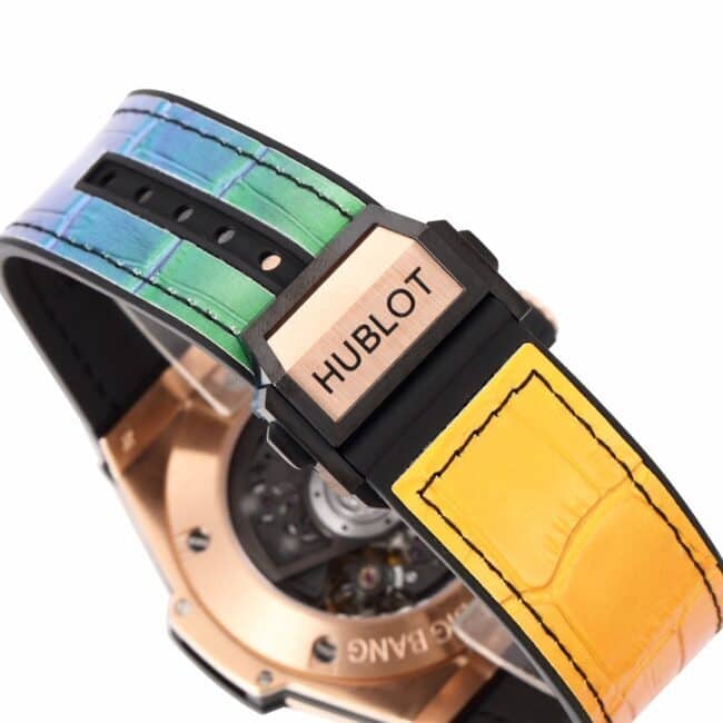top-tier watch Hublot watch BIG BANG Unico big bang series rainbow full diamond men's watch clasp picture
