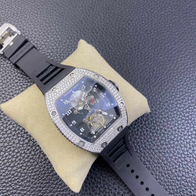 top-tier watch Richard TourbillonRM001top-tier Moissanite machine full diamond mechanical men's watch front view