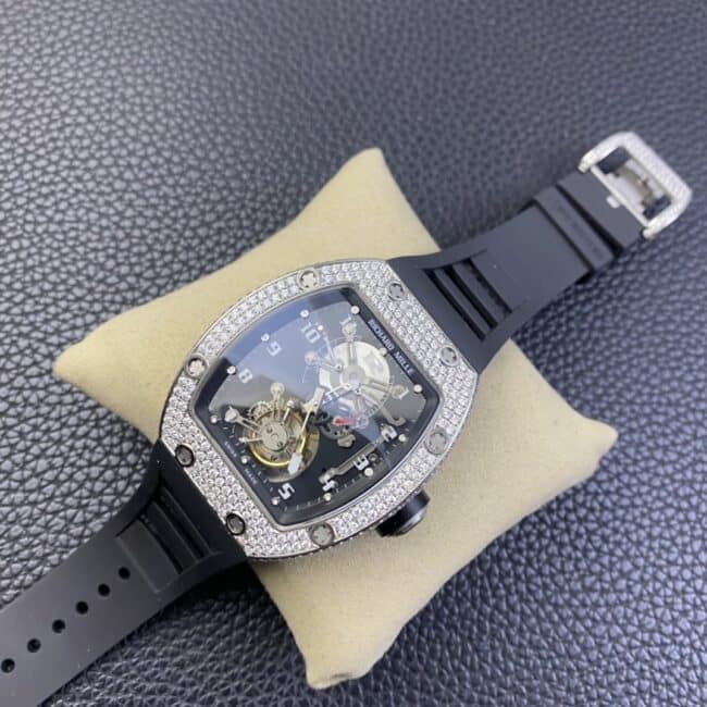 top-tier watch Richard TourbillonRM001top-tier Moissanite machine full diamond mechanical men's watch front view