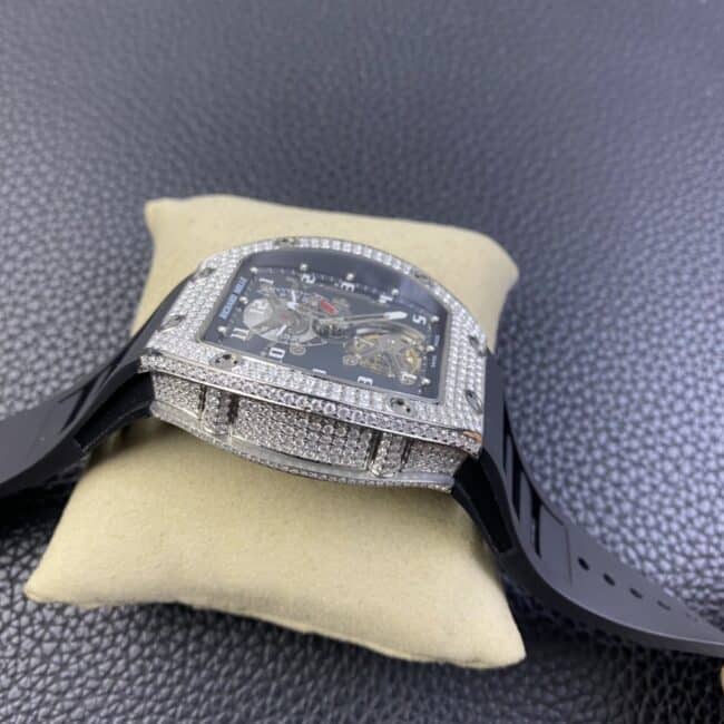 top-tier watch Richard TourbillonRM001 top-tier Moissanite machine full diamond mechanical men's watch side view