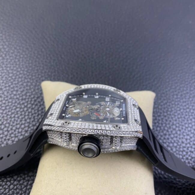 top-tier watch Richard TourbillonRM001 top-tier Moissanite machine full diamond mechanical men's watch side view