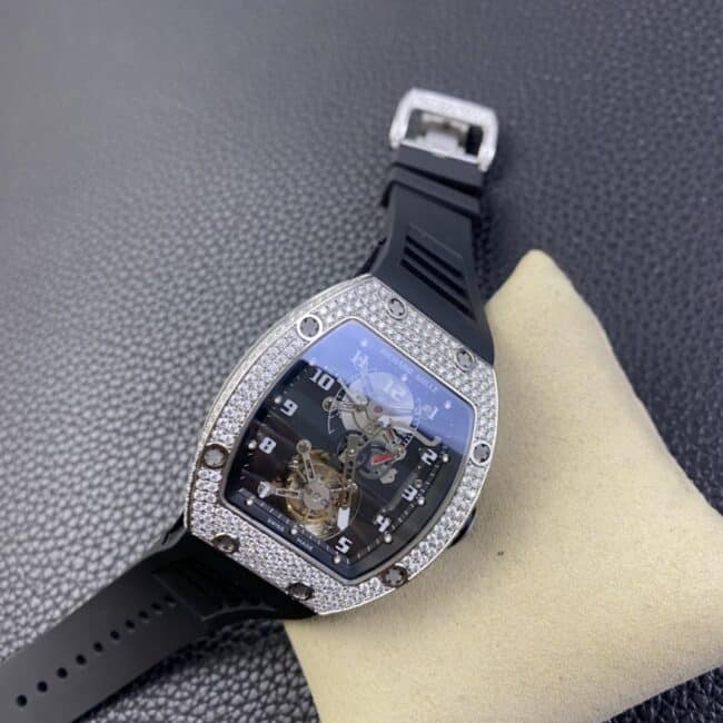 top-tier watch Richard TourbillonRM001top-tier Moissanite machine full diamond mechanical men's watch front view