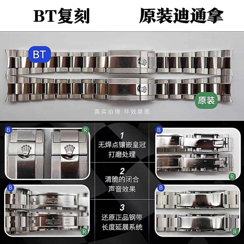 BTDaytona comparison with original review 2022 latest replicaRolexPanda DaytonaV2 upgraded bracelet comparison chart