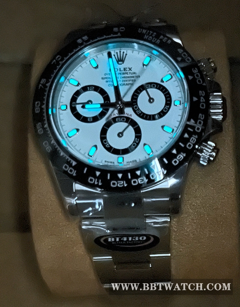 BT factory Rolex Daytona 4130 top-tier watch real shot lume picture