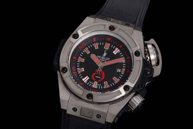 Top watch Hublot King Power titanium luminous 1400 automatic mechanical movement men's watch front view