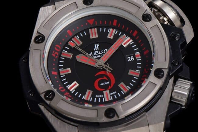 Top watch Hublot King Power titanium luminous 1400 automatic mechanical movement men's watch front view