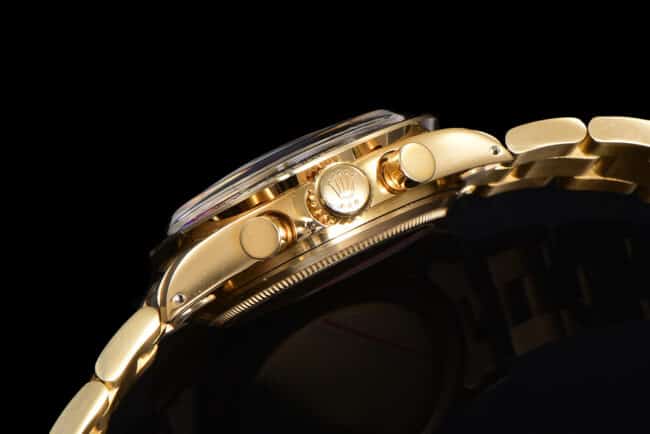 Top-tier watch Rolex retro series chronograph manual chronograph movement 18k gold plate men's watch side view