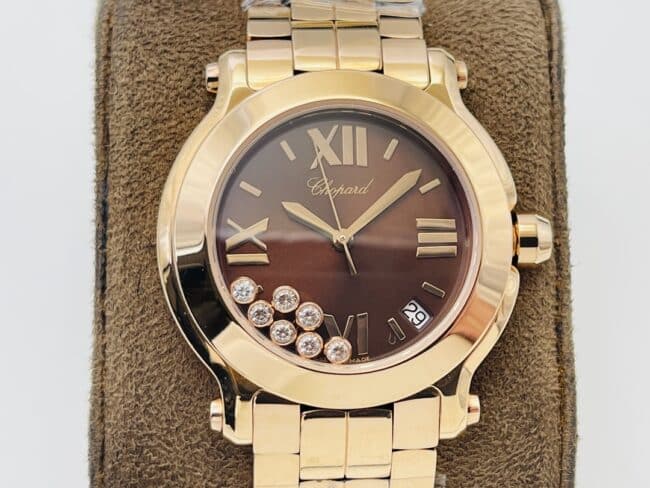YF factory top-tier watch ChopardHAPPY DIAMONDS series 18k gold ladies watch front view