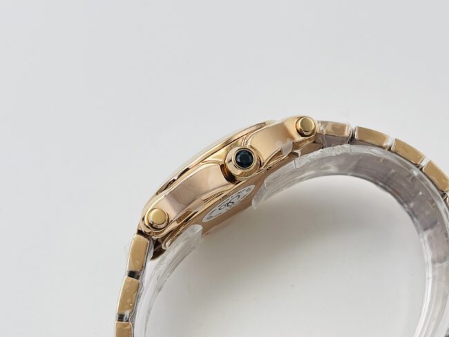 YF factory top-tier watch ChopardHAPPY DIAMONDS series 18K gold white dial ladies watch side view
